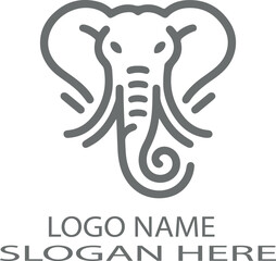 Minimalist Elephant  Animal Logo Vector, .