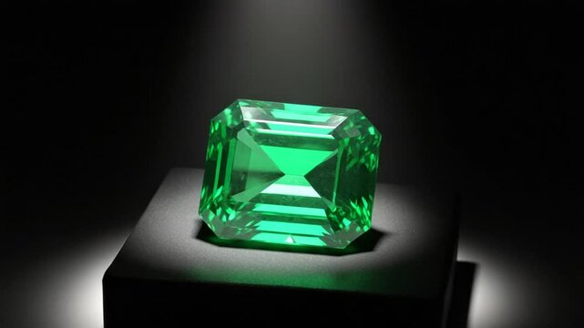 Stunning emerald gemstone illuminated against a dark backdrop