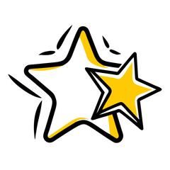Fototapeta premium Stylized star icon set featuring overlapping stars in yellow and white colors