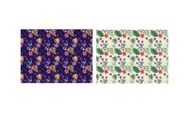 Obraz premium Dark background seamless floral pattern featuring stylized colorful flowers, tropical leaves, and nature-inspired elements. Perfect for fabric prints, wallpapers, packaging, and surface design