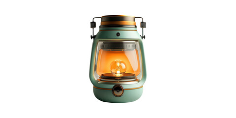 Fototapeta premium Vintage Lantern With Modern Design. Retro Aesthetic And Warm Lighting For Cozy Ambiance Isolated On Transparent Background