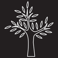 Forest and nature icon set – outline style environmental and botanical symbols for ecology, conservation, wildlife: tree, forest, park, woodland, nature trail, greenery