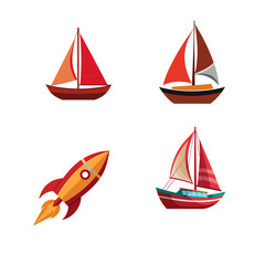 set of sailing boats