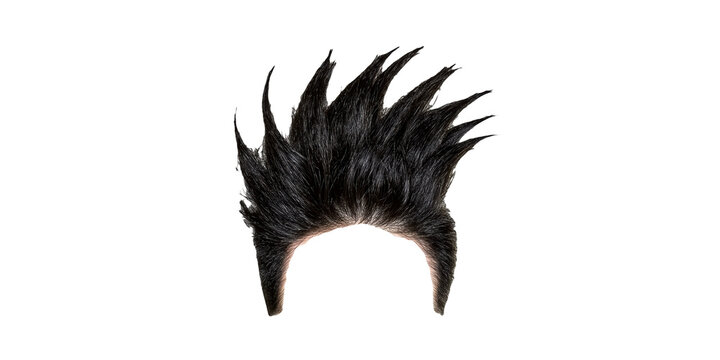 Black spiky mohawk hairstyle isolated on transparent background