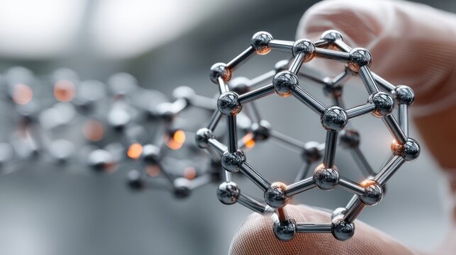 Glowing 3D drug molecule rotating in quantum simulation field. Hydrogen bonds pulsating with energy flows, researchers manipulating virtual compounds via holographic gloves. Laboratory, theory.