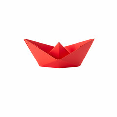 Naklejka premium Red Paper Boat Origami Tutorial