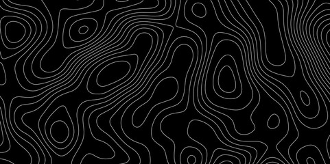 Abstract topographic map contour, white background. The black on white contours topography stylized relief diagram line wave carve pattern background.