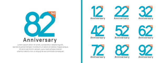 set of anniversary logo style. vector design blue color for celebration