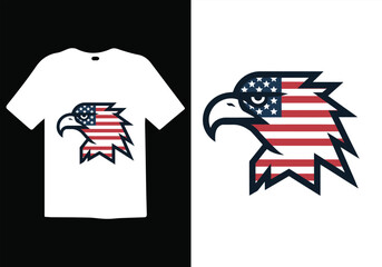 American Eagle T-Shirt Design: A bold and patriotic design featuring an American eagle head with the US flag design. Perfect for t-shirt printing, apparel, and patriotic merchandise.