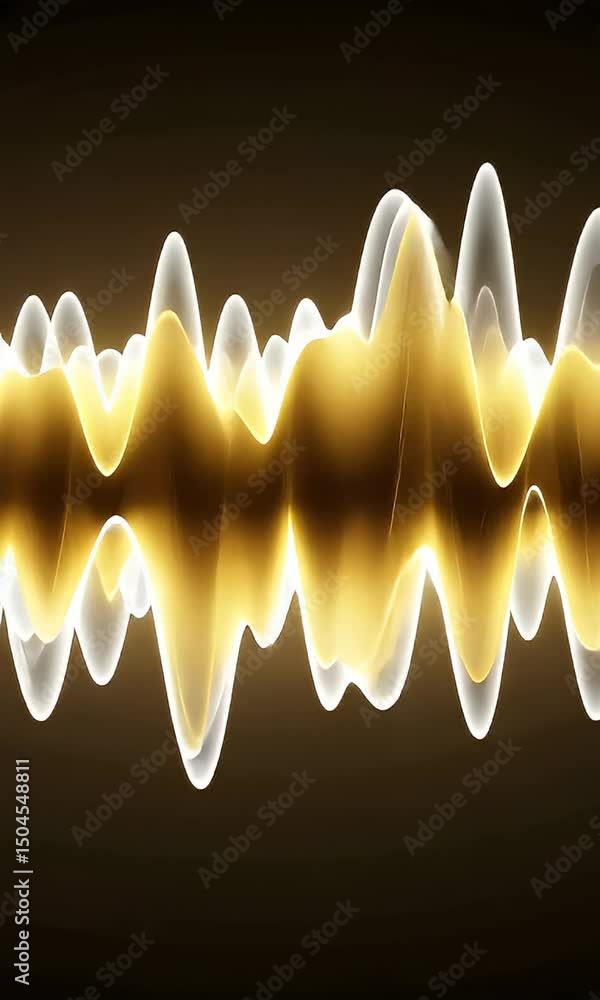 Poster abstract golden and white wave patterns against dark background creating dynamic light and energy