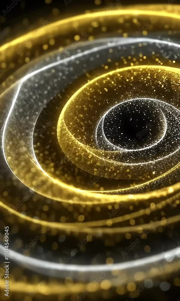 Aufkleber abstract gold particle spiral on black background with glowing light and dynamic motion