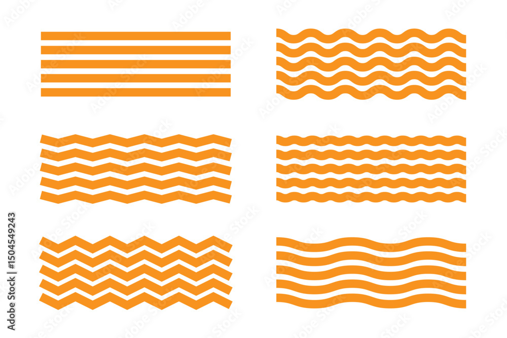 Poster wave line and wavy zigzag lines. black curved lines pattern in abstract style. horizontal geometric 