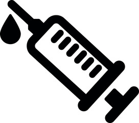 Medical syringe vector icon with fluid drop silhouette