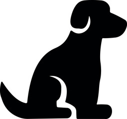 Solid dog silhouette icon—sitting canine vector graphic