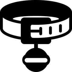 Pet collar icon with bell—accessory silhouette