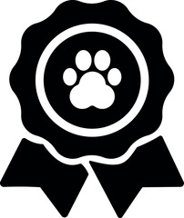 Pet award ribbon icon with paw-print—achievement badge