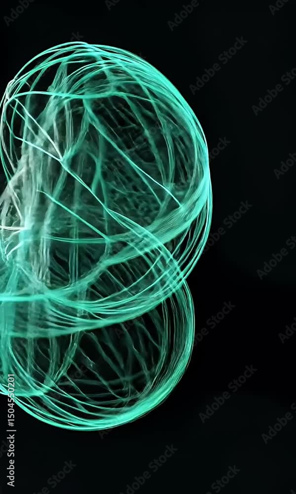 Aufkleber abstract green futuristic tunnel animation with glowing particle effect against black background