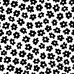 Vector dense seamless pattern with hand drawn cute flowers. Beautiful design for textile, wallpaper, fabric, wrapping paper and backgrounds.