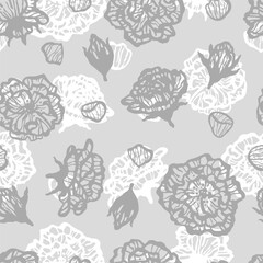 Vector seamless pattern with hand drawn cute roses. Beautiful design for textile, wallpaper, fabric, wrapping paper and backgrounds.