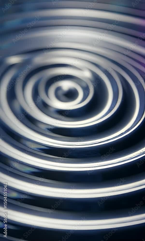 Poster abstract metallic blue circular spiral design with reflective surface and dynamic light