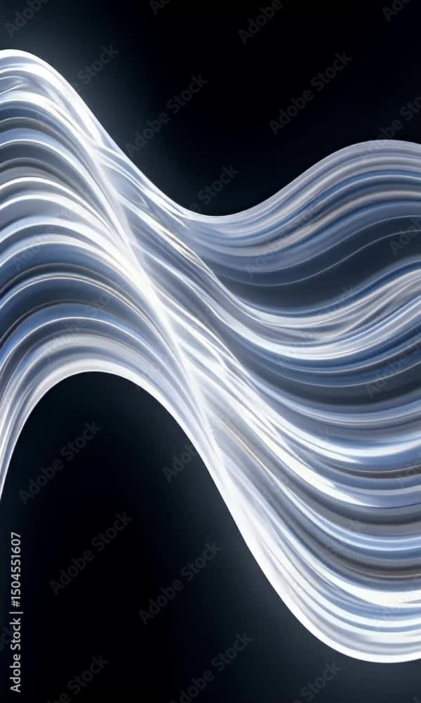 Aufkleber abstract metallic wave forms against dark background with reflective light displaying smooth curvatu