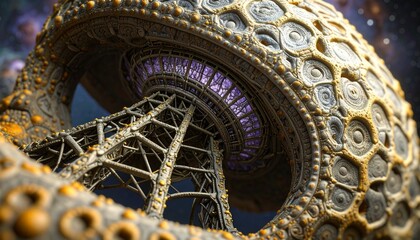 A timeless void stretches beyond sight, pierced by a silver UFO radiating a serene, 