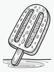 Doodle Watermelon Popsicle with Smiling Seeds Coloring Page