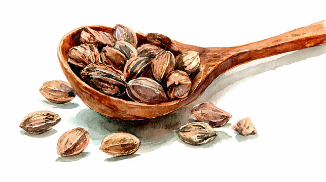 Charoli Seeds (Chironji) &ndash; Close-Up of Dried Nuts on White Background