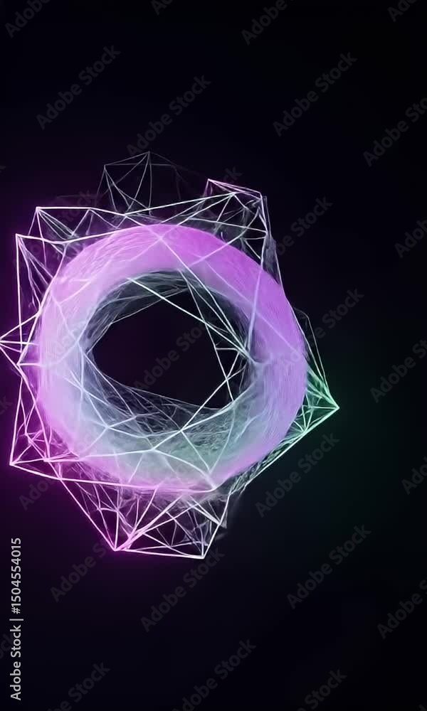 Aufkleber abstract neon geometric shape animation with gradient color and black background