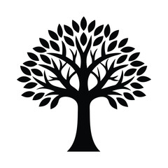 Fototapeta premium Tree with rounded crown stencil icon vector silhouette