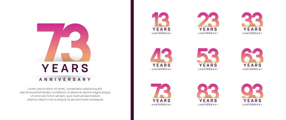 set of anniversary logo style. vector design purple color for celebration