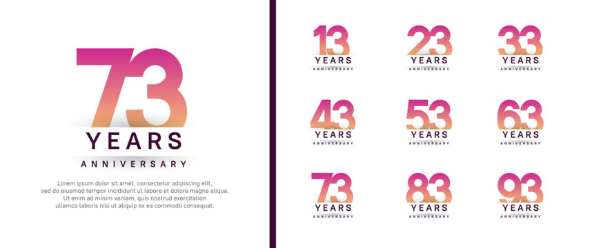 set of anniversary logo style. vector design purple color for celebration