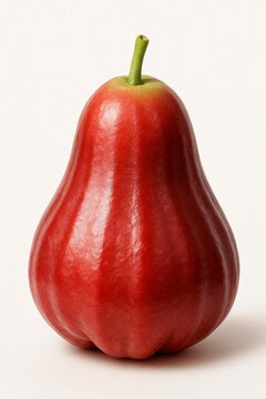 AI Generated image of Rose apple fruit isolated on white background, a tropical and exotic fruit, vibrant red color, with a fresh and healthy appeal, studio shot