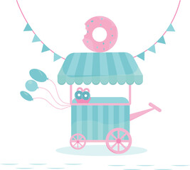 Mobile blue and pink donut cart