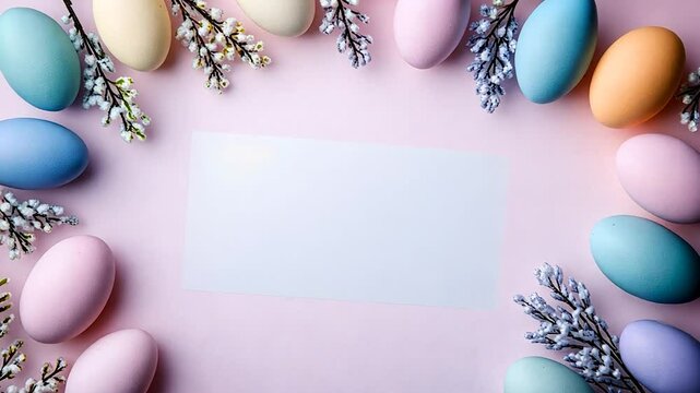 Pastel Easter Eggs and Blossoms Frame