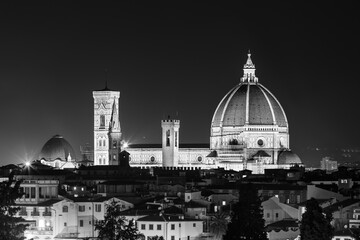 Beautiful view on hard of amazing Florence city and the Cathedral at sunrise, Florence, Italy
