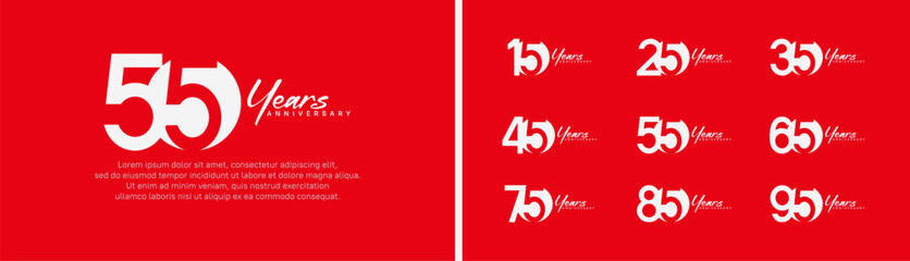 set of anniversary logo style with handwriting. vector design white color for celebration