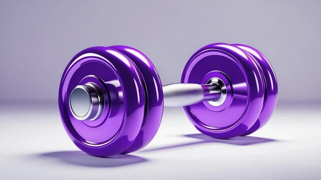 Transparent render of a purple stylized dumbbell isolated for gym and sport activities