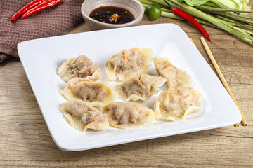 Asian steamed dumplings with meat