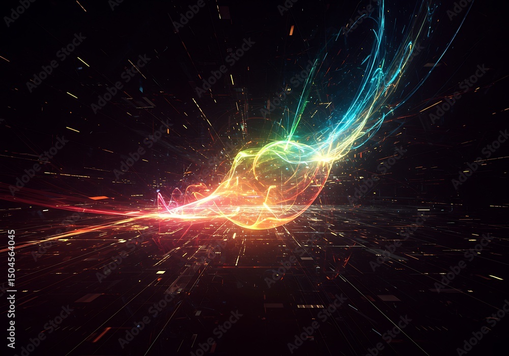 Poster an abstraction of multicolored lines blurring the line between light and dark