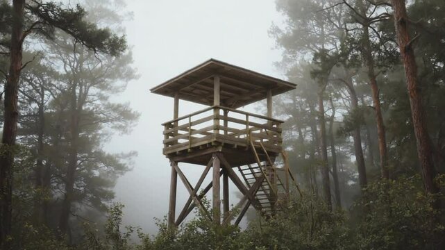 Birdwatching tower. Tower in the forest.