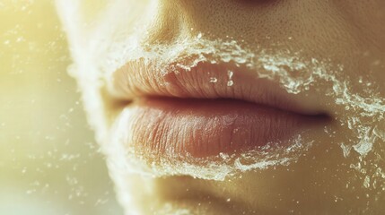 Obraz premium Close-up facial portrait of a person with frost on their skin.
