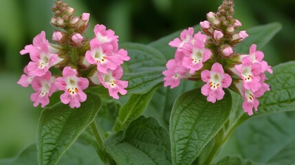 Fototapeta premium Delicate Pink Flowers Blooming in Nature Garden