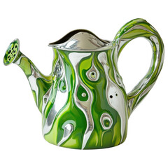 Artistic Watering Can, Decorative Garden Sprinkler, Abstract Patterned Kettle, Whimsical Plant Waterer, Modern Green Watering Can