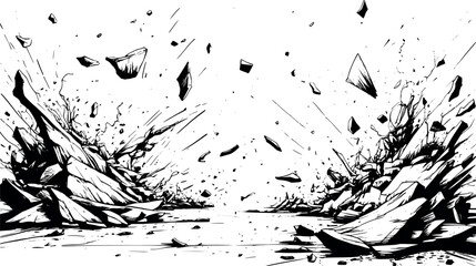 Chaotic abstract engraved background with scattered dynamic linework