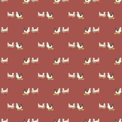 cute seamless pattern with two chicken couple on a warm brown background, 5000x5000 pxl, spring summer inspo, wallpaper, textile, fabric idea, digital art