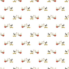 Fototapeta premium cute seamless pattern with two chicken couple on a transparent background, 5000x5000 pxl, spring summer inspo, wallpaper, textile, fabric idea, digital art