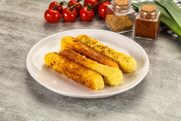 Crispy breaded mozarella cheese sticks