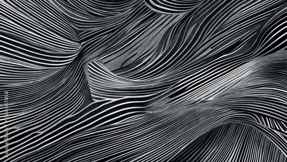 Poster abstract twisted stripe engraving background with retro minimal line texture
