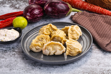 Steamed Nepali Momo stuffed dumplings